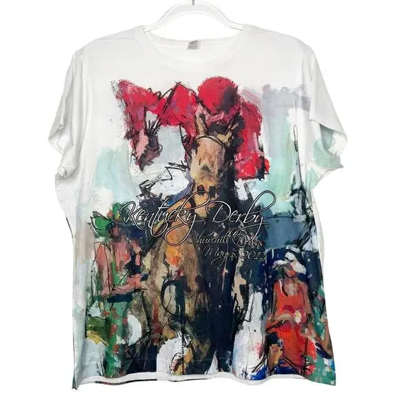 KENTUCKY DERBY Churchill Downs Graphic T-Shirt 2012 Short Sleeve White Size XL - Picture 1 of 7
